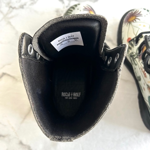 Vegan Leather doc style combat boots floral watercolour design - Picture 8 of 12